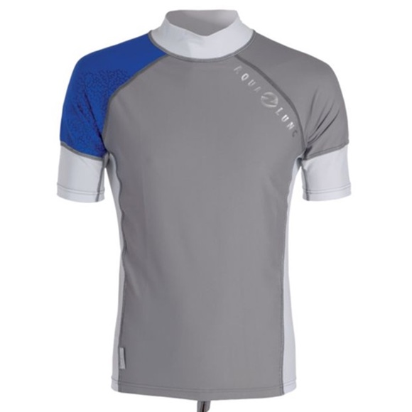 Aqua Lung Mens Rashguards Short Sleeve - Blue/Gray/White , Size S - Picture 5 of 5